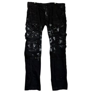 PRPS Cargo Jeans Paint Splatter Distressed Utility Pants Designer #E71P02K Sz 38